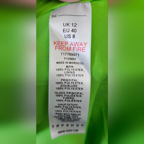 Topshop Floral Rouched Long Sleeve Maxi Dress MID GREEN sz 8 - Picture 8 of 9